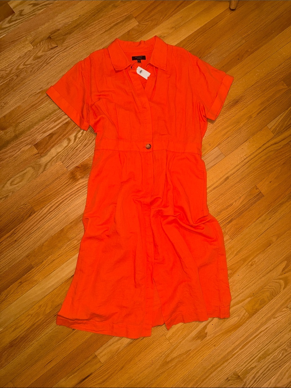 Banana Republic NWT❗️Red Orange Midi Shirt Dress - Picture 2 of 6